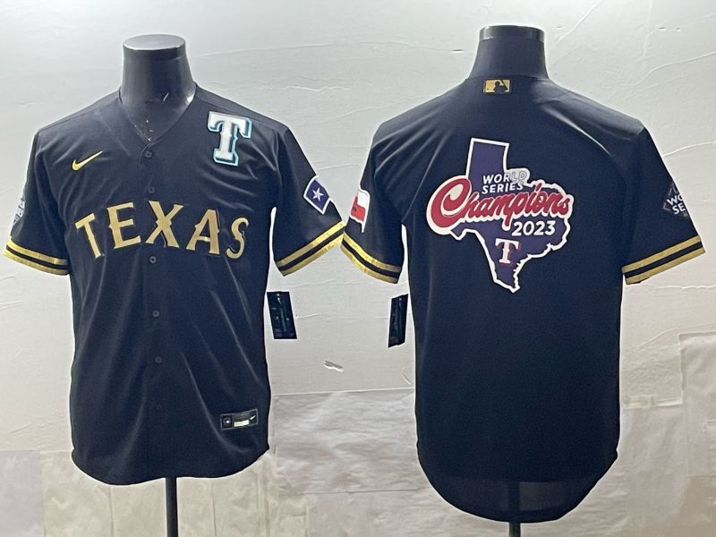 Men 2025 Texas Rangers Blank Black Game Nike MLB Jersey style 05